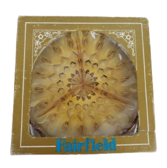 Vintage 1970s Anchor Hocking Fairfield Amber 3-Part Divided Relish Dish 8.5"